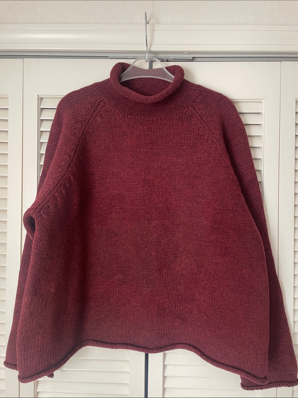 Vintage 90’s J. Crew Oarsman Rollneck Sweater 100% wool Sz L Dark red unisex